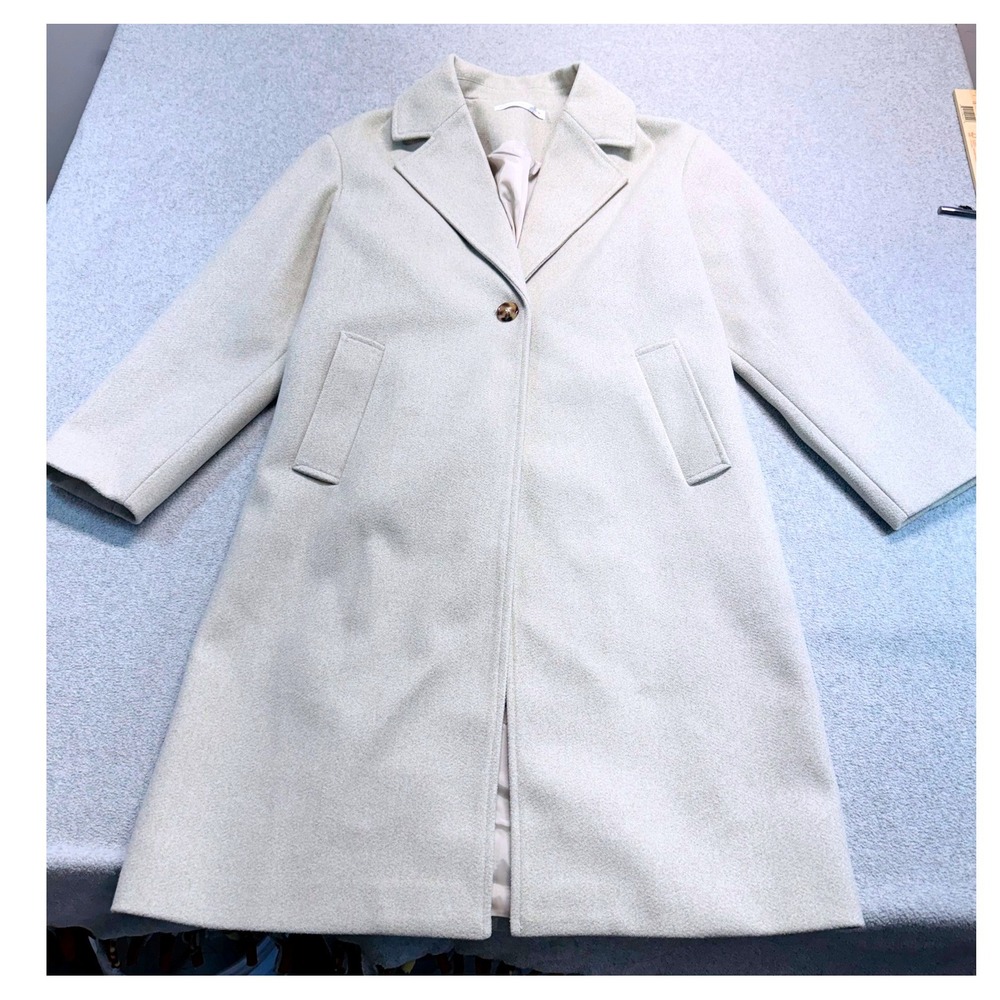 Altar'd State Overcoat Womens M Faux Wool Oatmeal Single Breasted Chic Classic